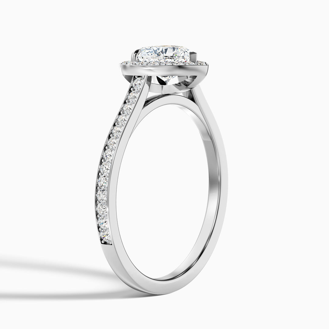 Macy 3.5 Carat Heart Shaped Halo Pave Lab Grown Diamond Ring in 14k White Gold - Detail View