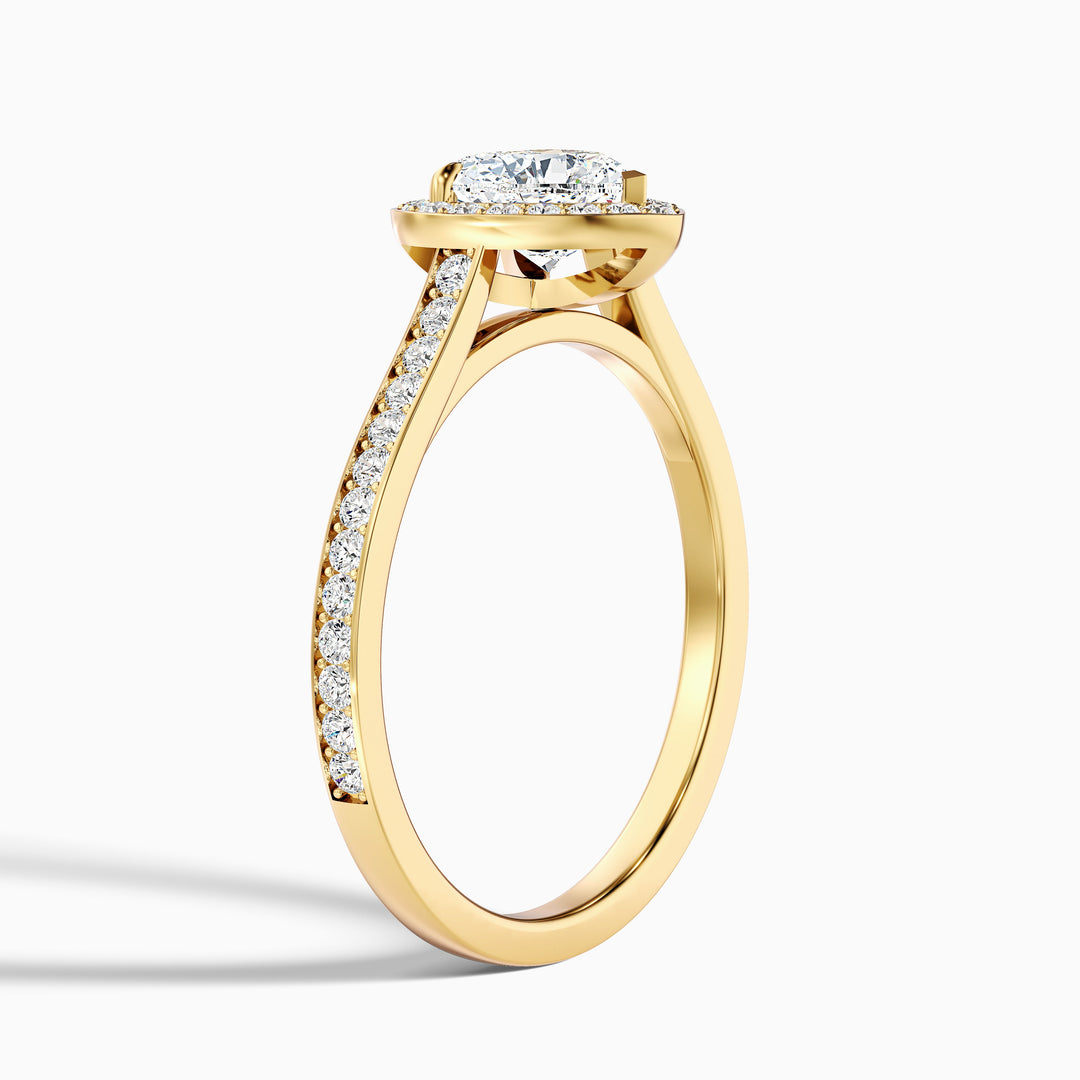 arla 6 carat heart shaped halo pave moissanite engagement ring in 10k yellow gold -  Detail View