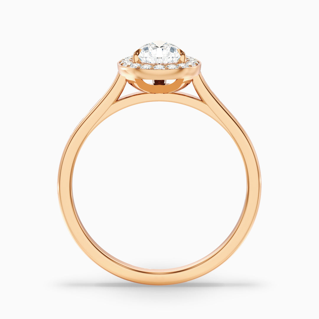 Nina 3 Carat Pear Halo Lab Grown Diamond Ring in 10k Rose Gold - Side View