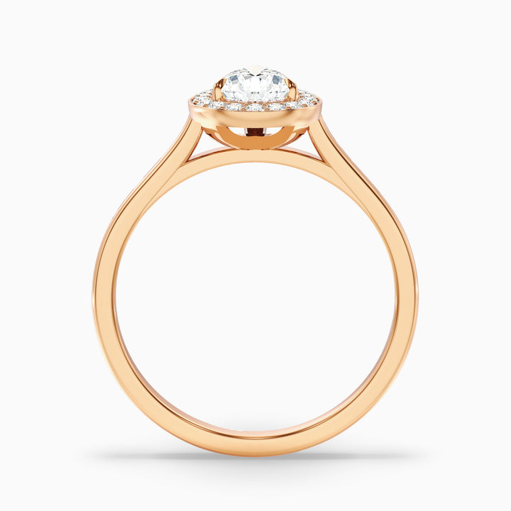 Nina 3 Carat Pear Halo Lab Grown Diamond Ring in 10k Rose Gold - Side View