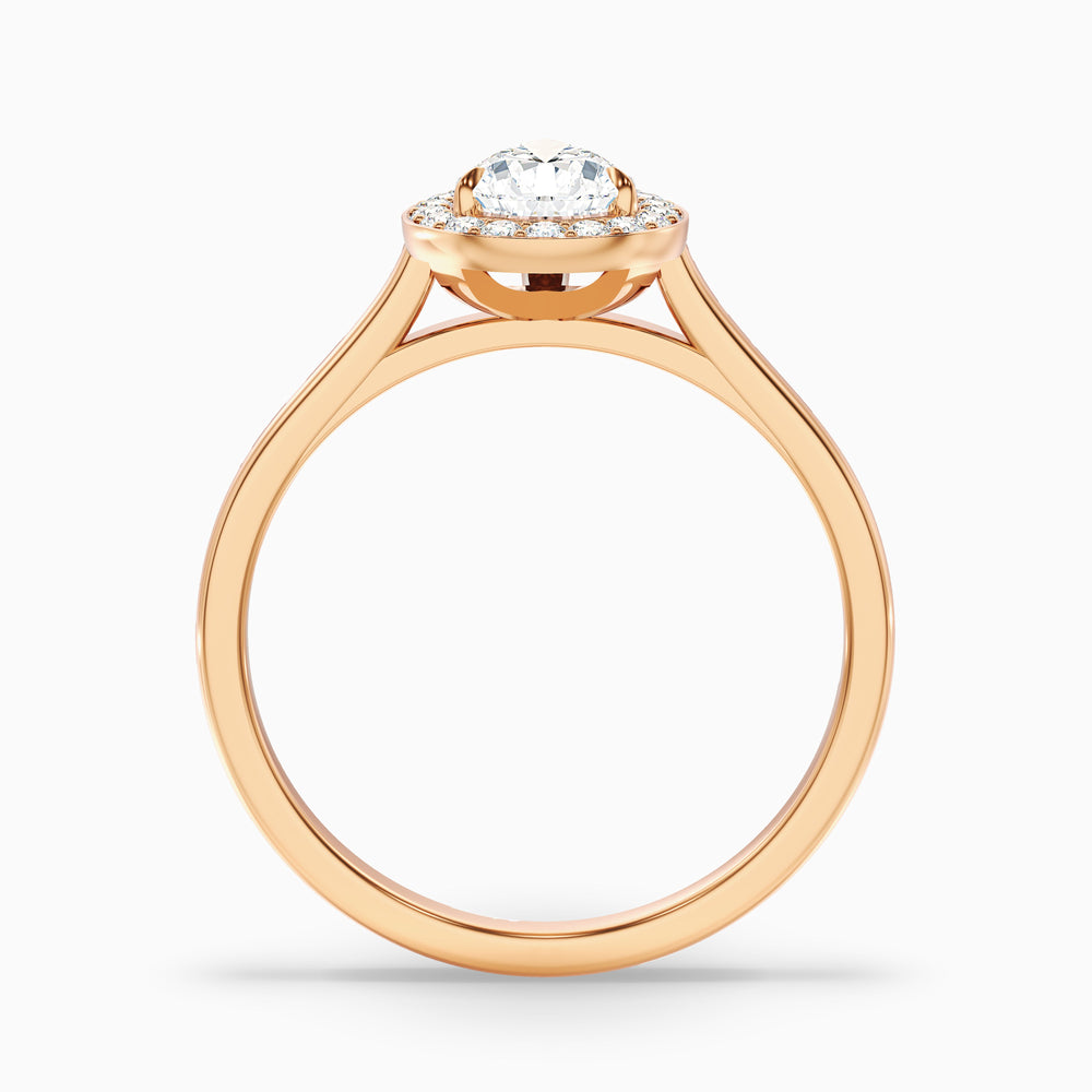 Nina 2 Carat Pear Halo Lab Grown Diamond Ring in 14k Rose Gold - Side View