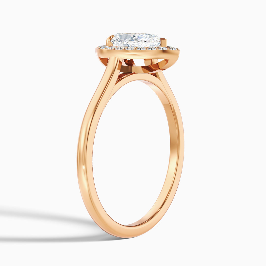 Nina 5 Carat Pear Halo Lab Grown Diamond Ring in 10k Rose Gold - Detail View