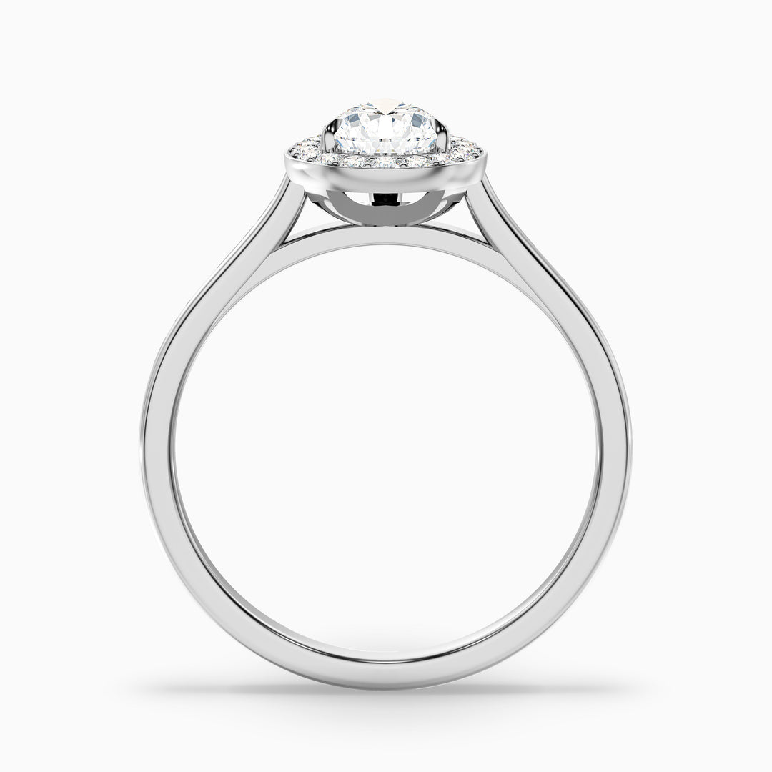 Nina 1 Carat Pear Halo Lab Grown Diamond Ring in 10k White Gold - Side View