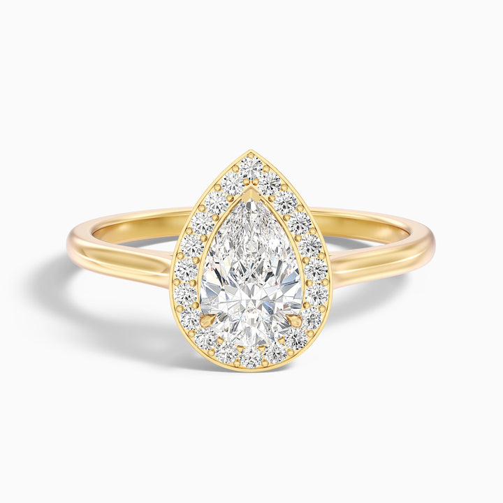 Siya 1.5 Carat Pear Halo Moissanite Engagement Ring - Front View