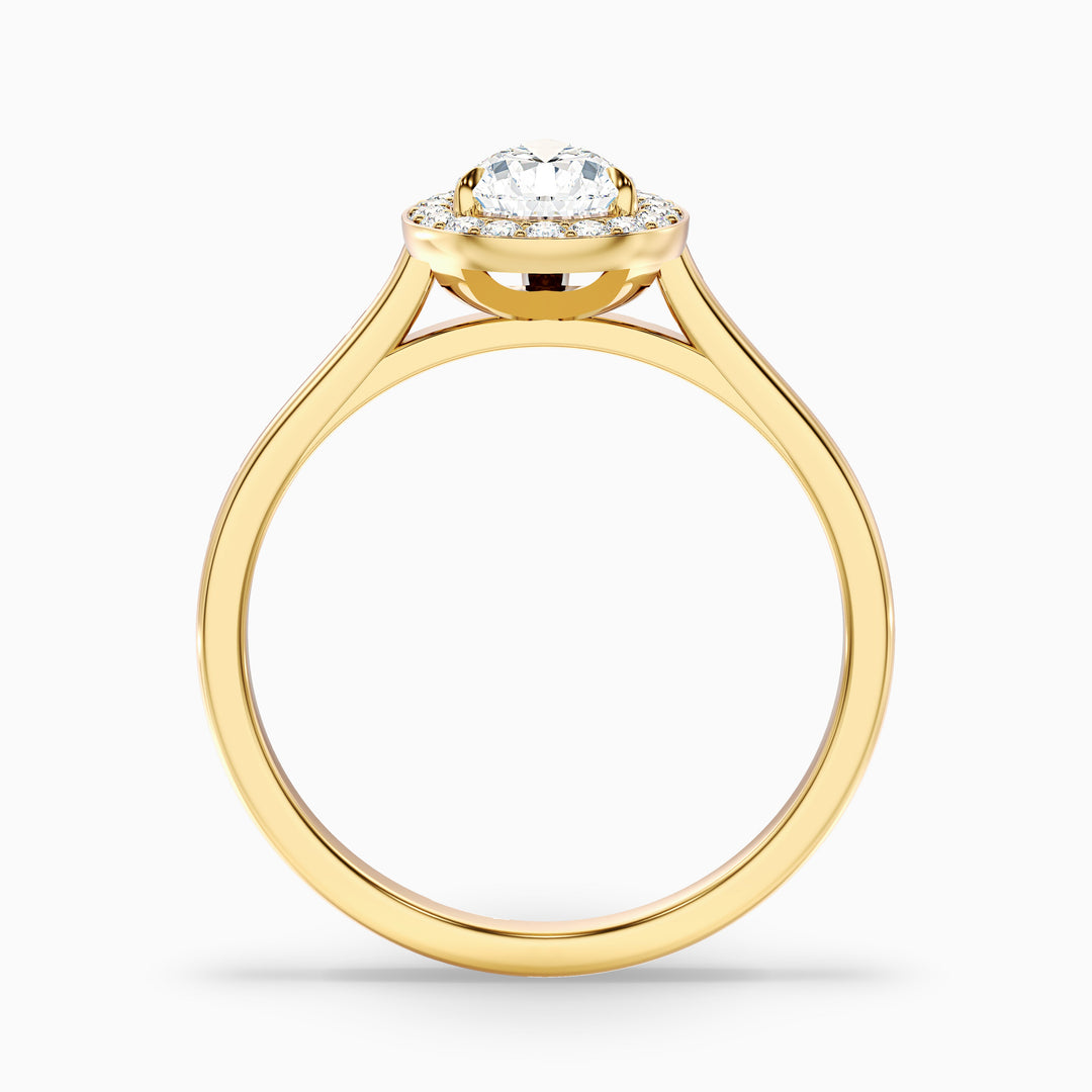 Nina 3 Carat Pear Halo Lab Grown Diamond Ring in 10k Yellow Gold - Side View