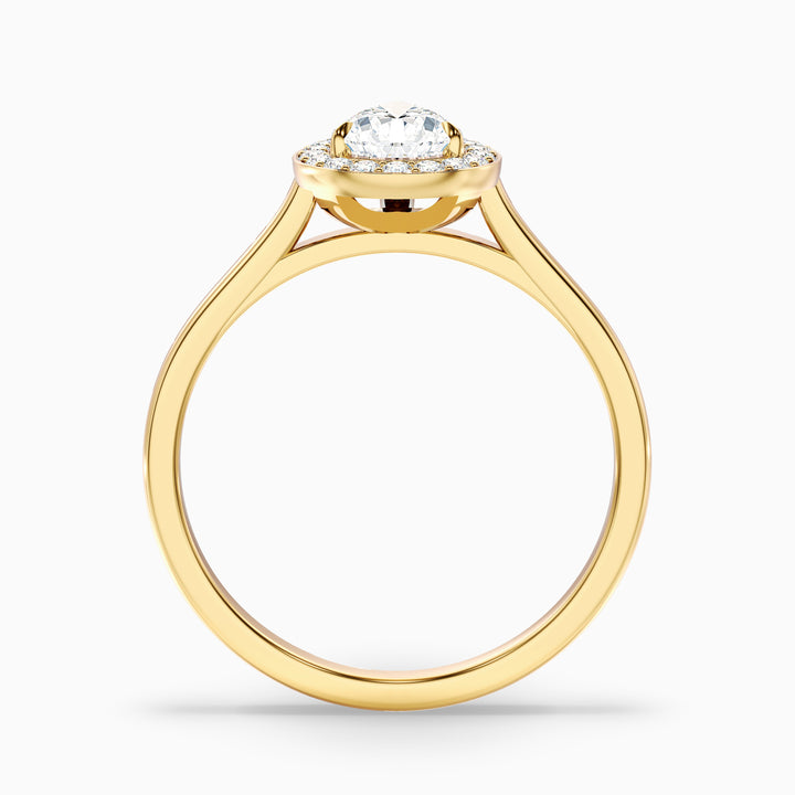 Nina 3 Carat Pear Halo Lab Grown Diamond Ring in 18k Yellow Gold - Side View