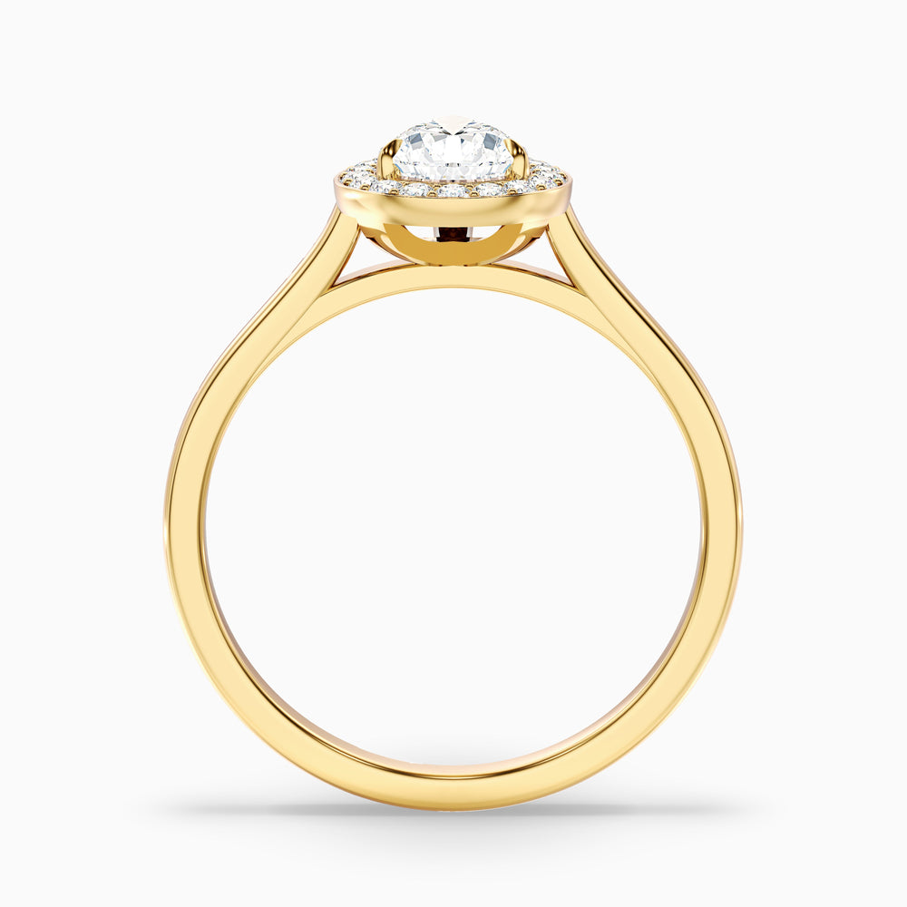 Nina 3 Carat Pear Halo Lab Grown Diamond Ring in 14k Yellow Gold - Side View