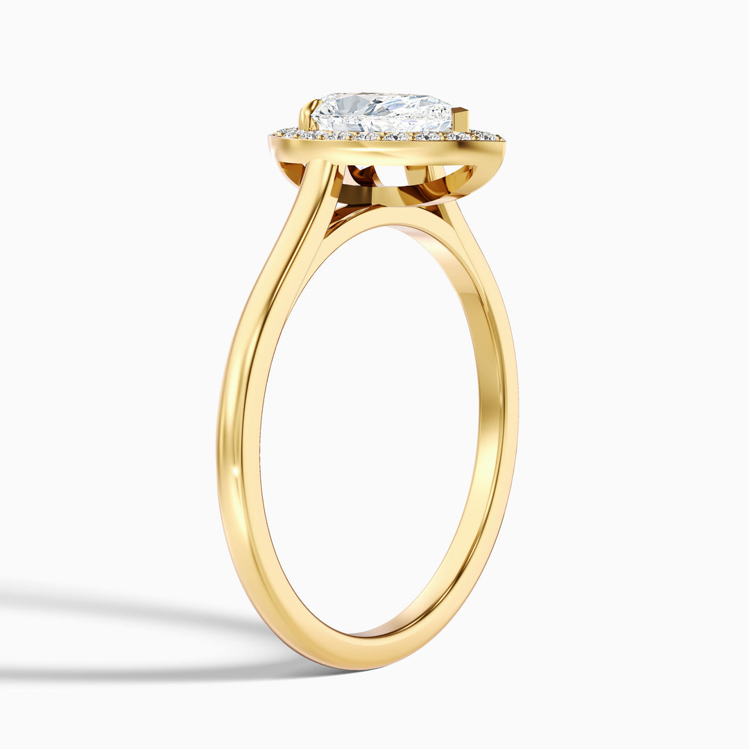 Nina 4 Carat Pear Halo Lab Grown Diamond Ring in 18k Yellow Gold - Detail View