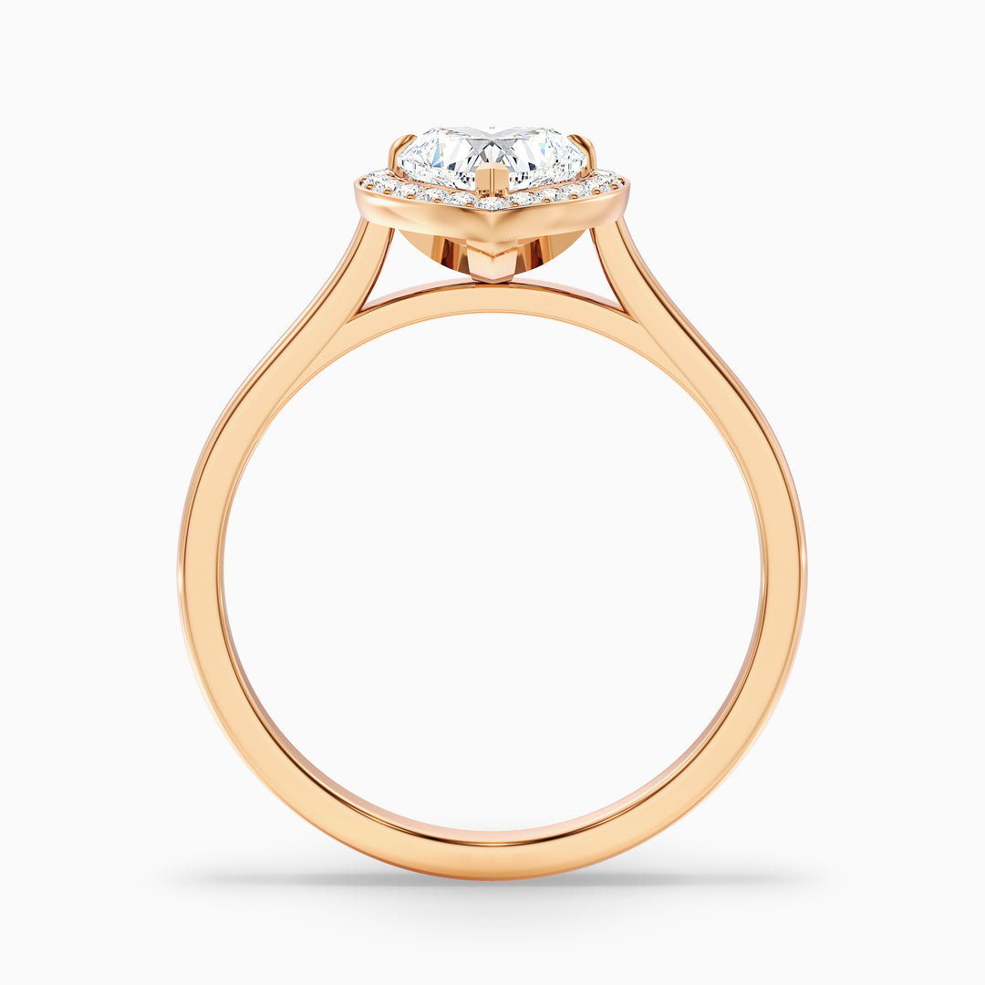 Ruby 4 Carat Heart Halo Lab Grown Diamond Ring in 10k Rose Gold - Side View