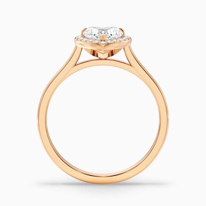 Ruby 4 Carat Heart Halo Lab Grown Diamond Ring in 10k Rose Gold - Side View