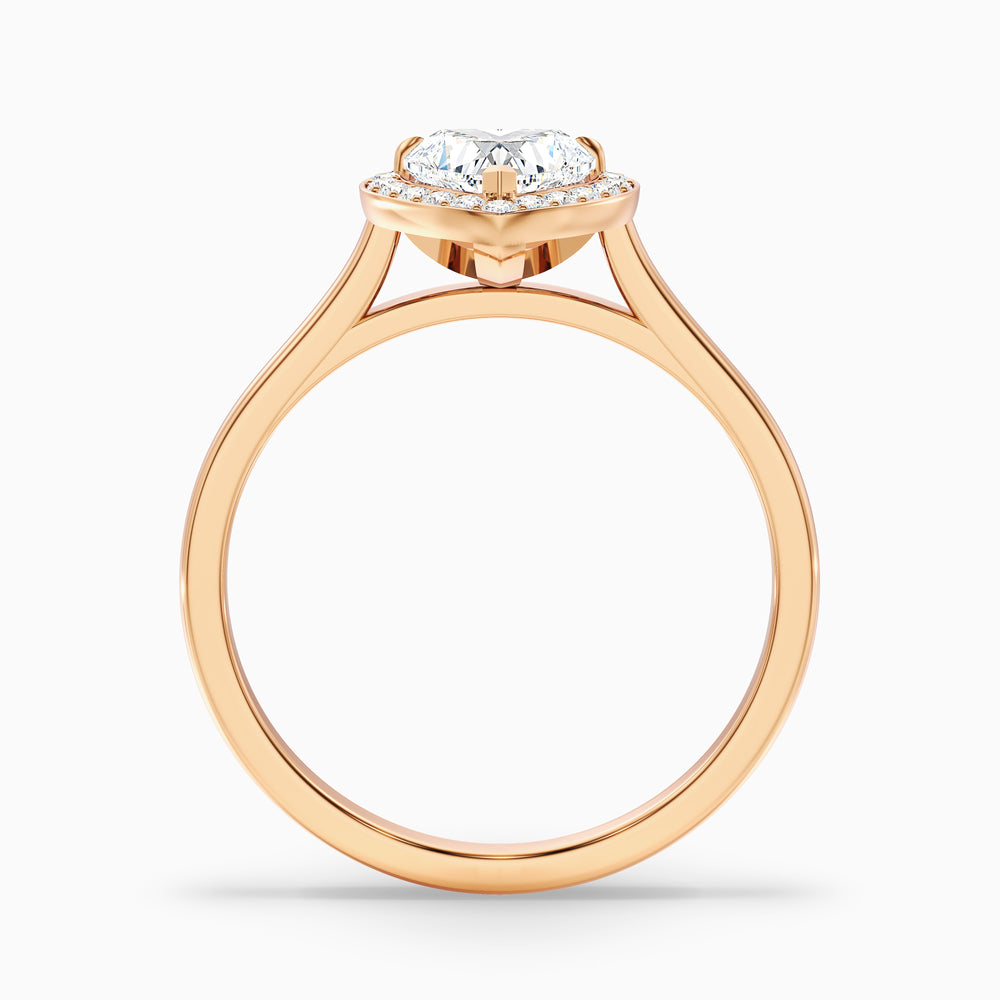 Ruby 2 Carat Heart Halo Lab Grown Diamond Ring in 14k Rose Gold - Side View