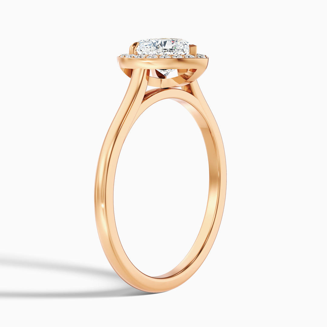 Ruby 2 Carat Heart Halo Lab Grown Diamond Ring in 14k Rose Gold - Detail View