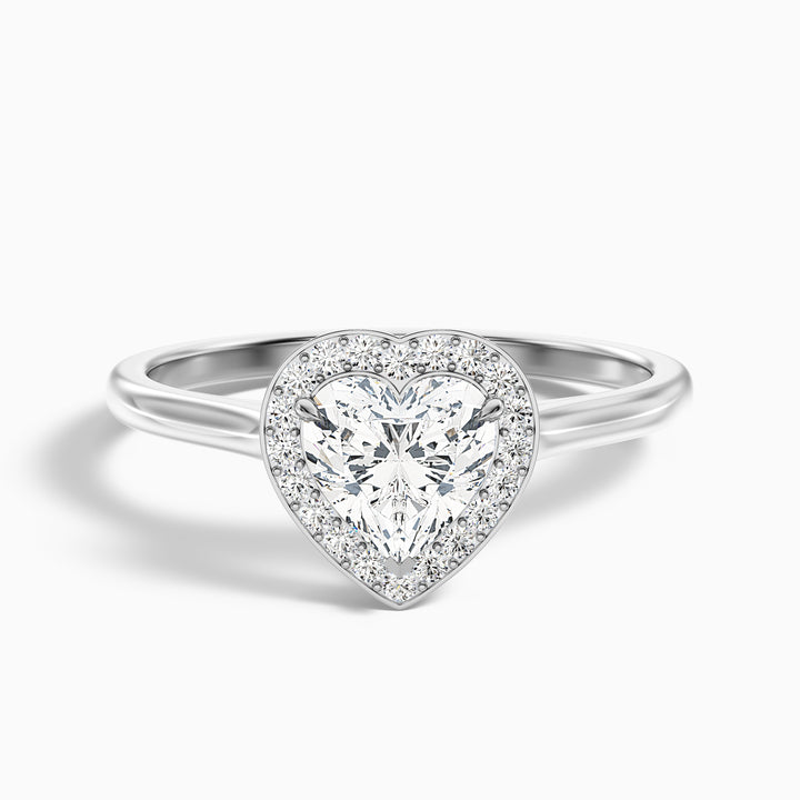 Nyla 4.5 Carat Heart Halo Moissanite Engagement Ring - Front View