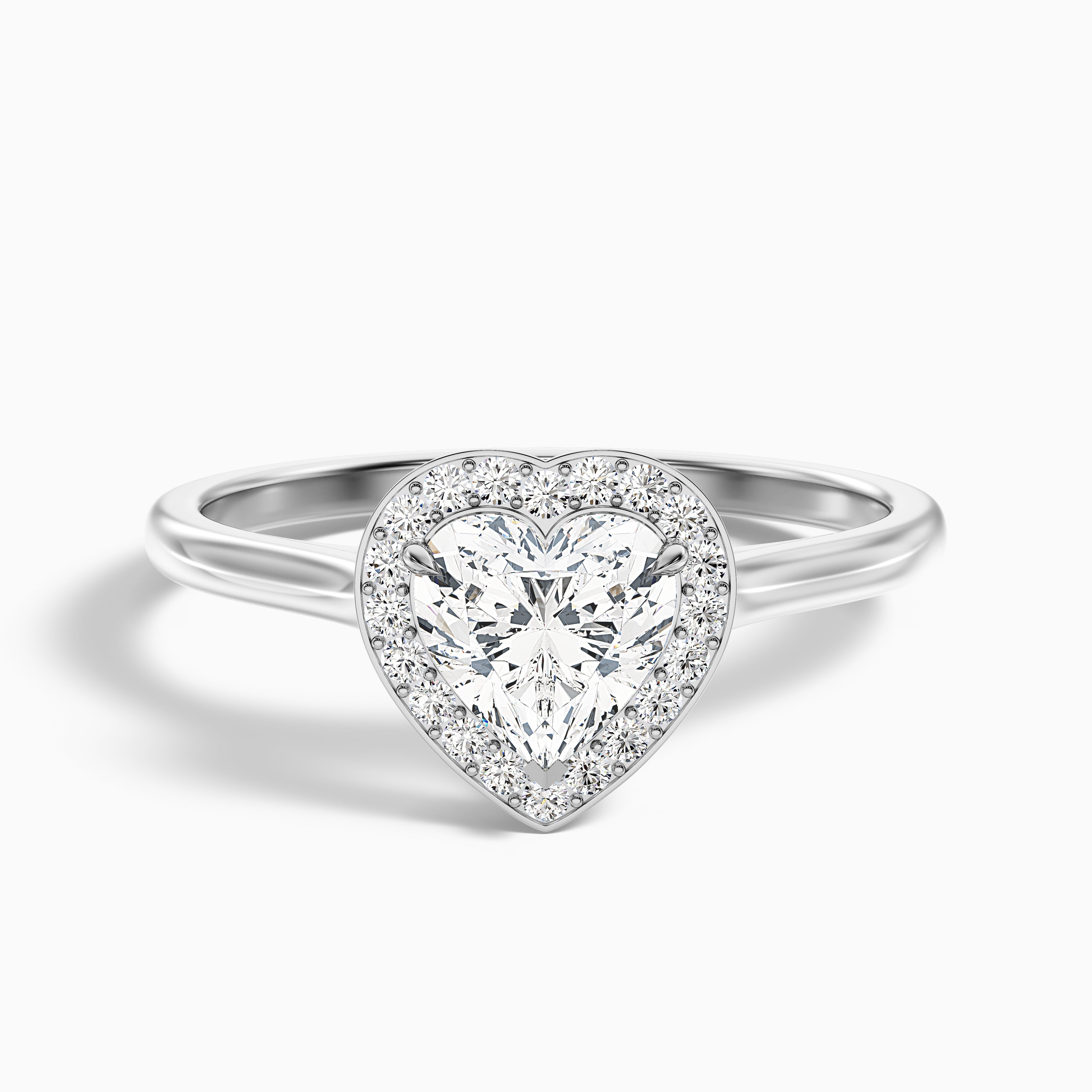 Ruby 3 Carat Heart Halo Lab Grown Diamond Ring in 18k White Gold