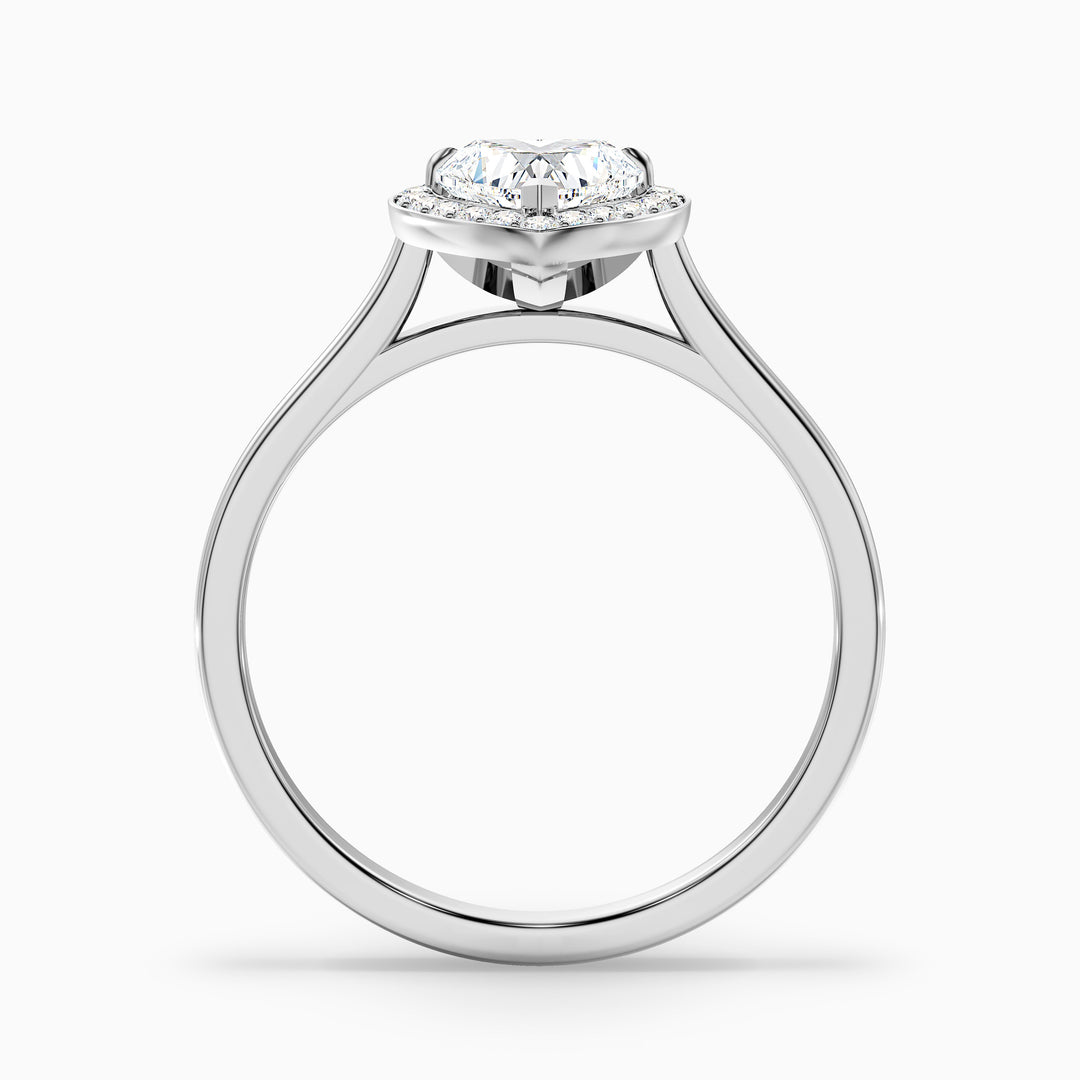 Nyla 3 Carat Heart Halo Moissanite Engagement Ring - Side View