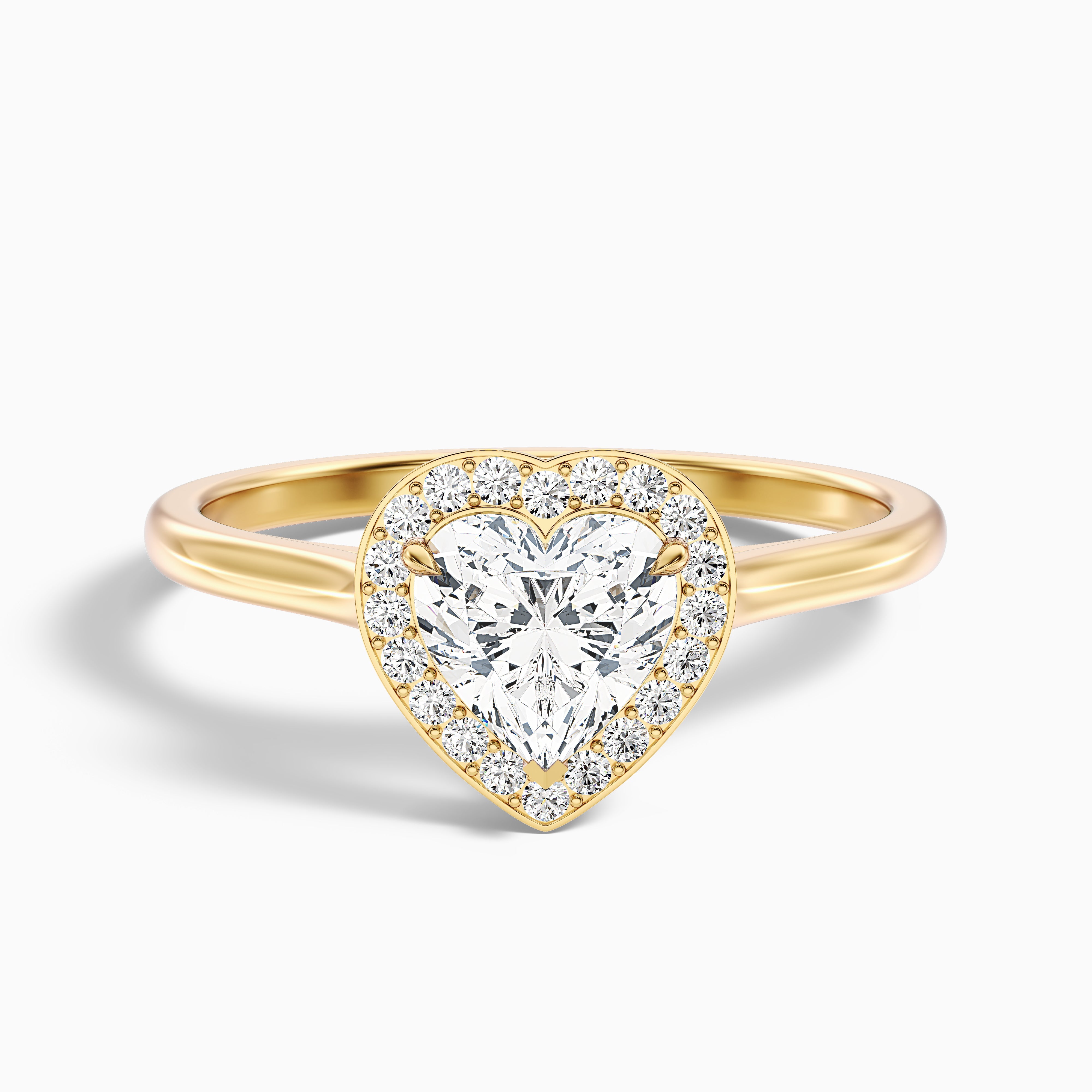 Nyla 1.5 Carat Heart Halo Moissanite Engagement Ring in 10k Yellow Gold