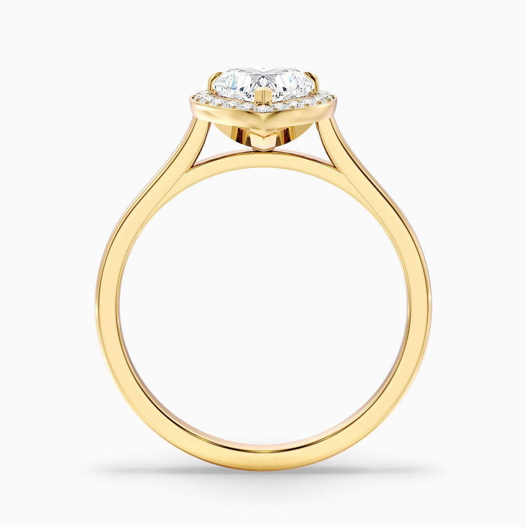 Ruby 1.5 Carat Heart Halo Lab Grown Diamond Ring in 18k Yellow Gold - Side View