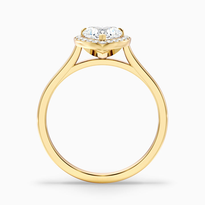 Ruby 5 Carat Heart Halo Lab Grown Diamond Ring in 18k Yellow Gold - Side View