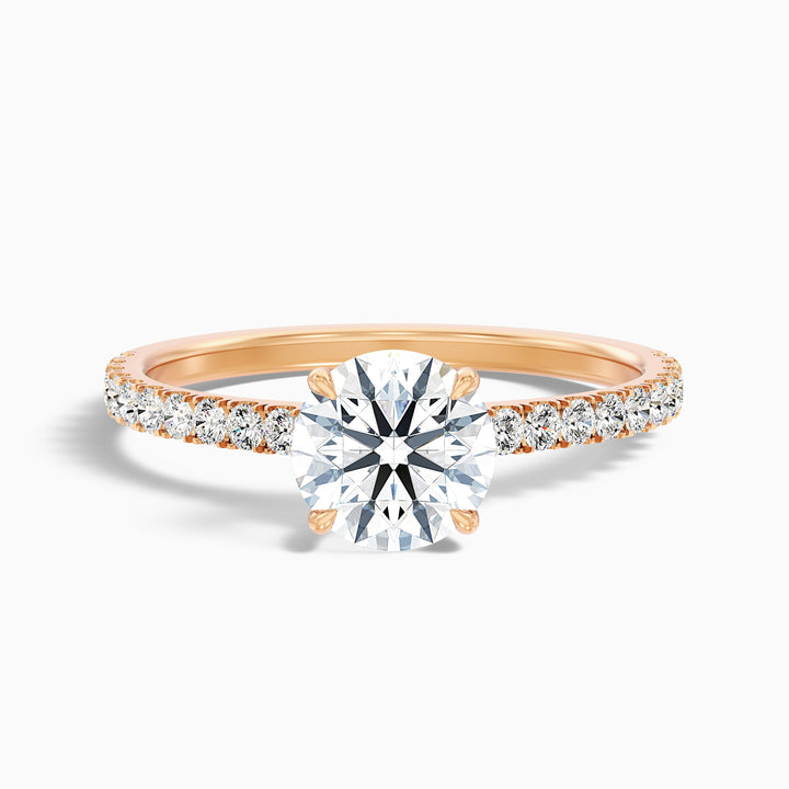 Sarah 5 Carat Round Side Stone Pave Lab Grown Diamond Ring in Platinum - Front View