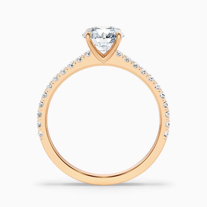 Sarah 2.5 Carat Round Side Stone Pave Lab Grown Diamond Ring in 10k White Gold - Side View