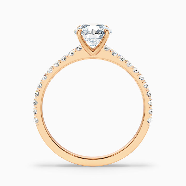 Sarah 2 Carat Round Side Stone Pave Lab Grown Diamond Ring in Platinum - Side View