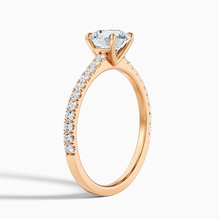 Sarah 2.5 Carat Round Side Stone Pave Lab Grown Diamond Ring in 10k White Gold - Detail View