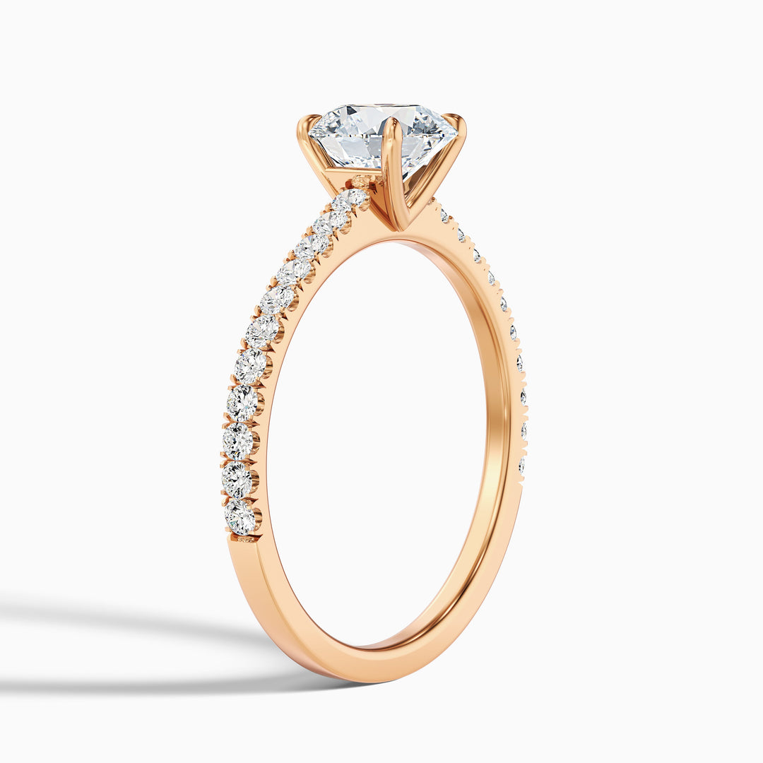 Sarah 2 Carat Round Side Stone Pave Lab Grown Diamond Ring in Platinum - Detail View