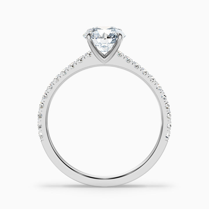 Sarah 2.5 Carat Round Side Stone Pave Lab Grown Diamond Ring in 10k White Gold - Side View