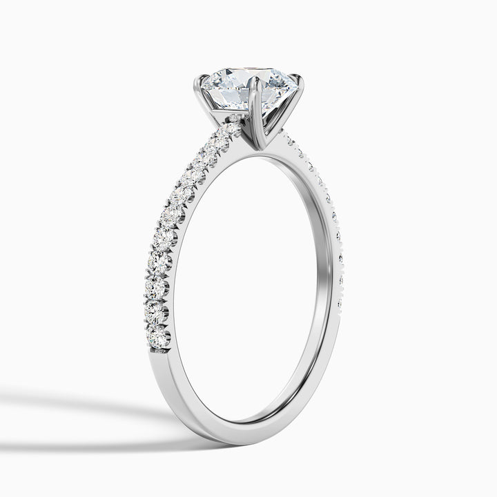 Sarah 2.5 Carat Round Side Stone Pave Lab Grown Diamond Ring in 10k White Gold - Detail View