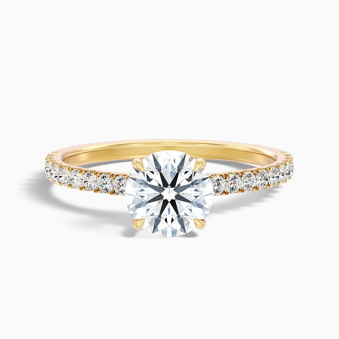 Sarah 2.5 Carat Round Side Stone Pave Lab Grown Diamond Ring in 10k White Gold - Front View