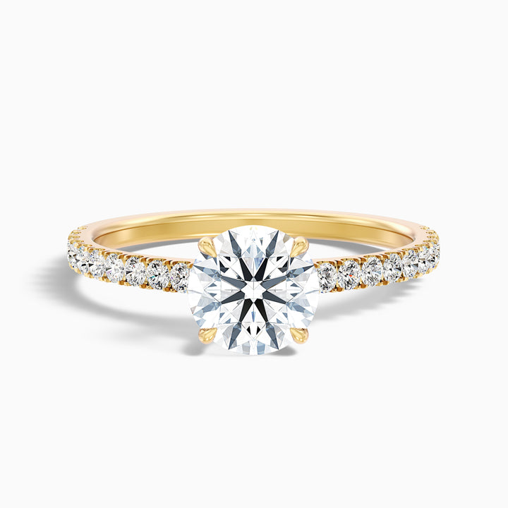 Sarah 2.5 Carat Round Side Stone Pave Lab Grown Diamond Ring in 10k White Gold - Front View