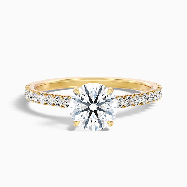 Sarah 2 Carat Round Side Stone Pave Lab Grown Diamond Ring in Platinum - Front View