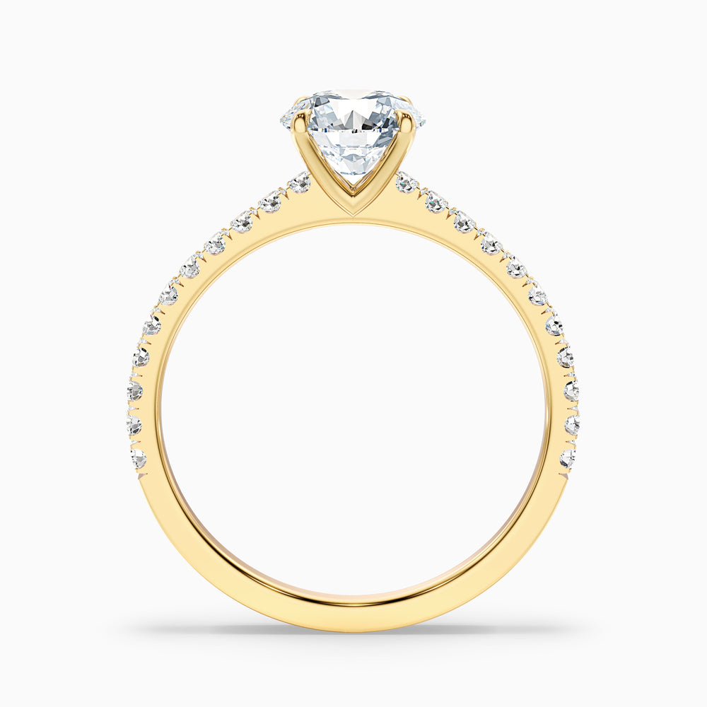 Sarah 2 Carat Round Side Stone Pave Lab Grown Diamond Ring in 14k Yellow Gold - Side View