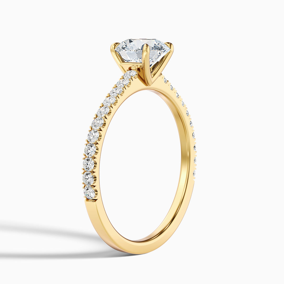Sarah 2.5 Carat Round Side Stone Pave Lab Grown Diamond Ring in 10k White Gold - Detail View