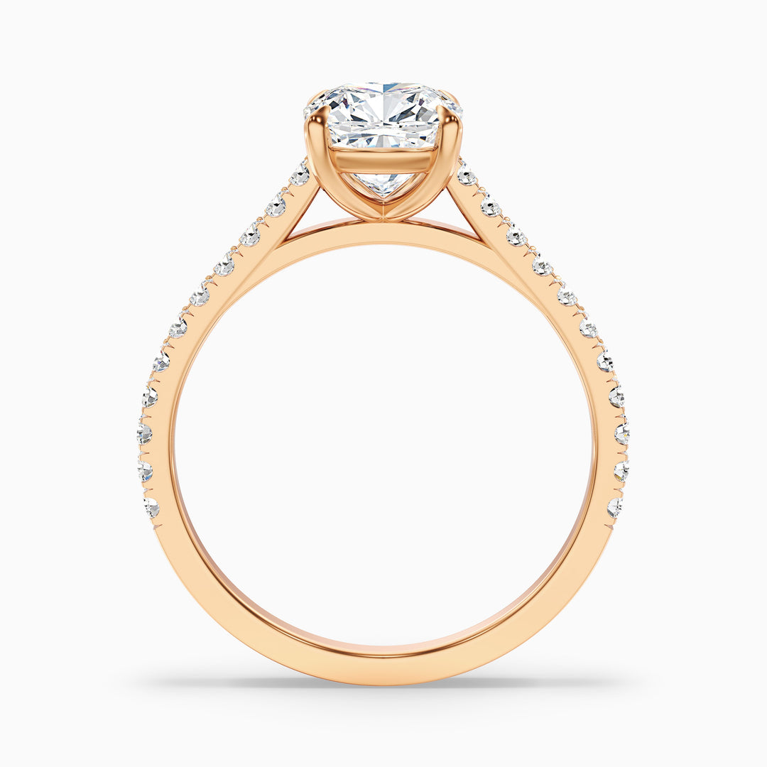 Lea 3 Carat Cushion Cut Side Stone Pave Lab Grown Diamond Ring in Platinum - Side View