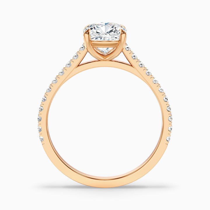 Lea 3 Carat Cushion Cut Side Stone Pave Lab Grown Diamond Ring in Platinum - Side View