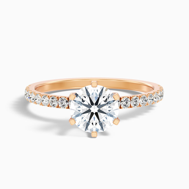 Lyra 5 Carat Round Side Stone Pave Moissanite Engagement Ring - Front View