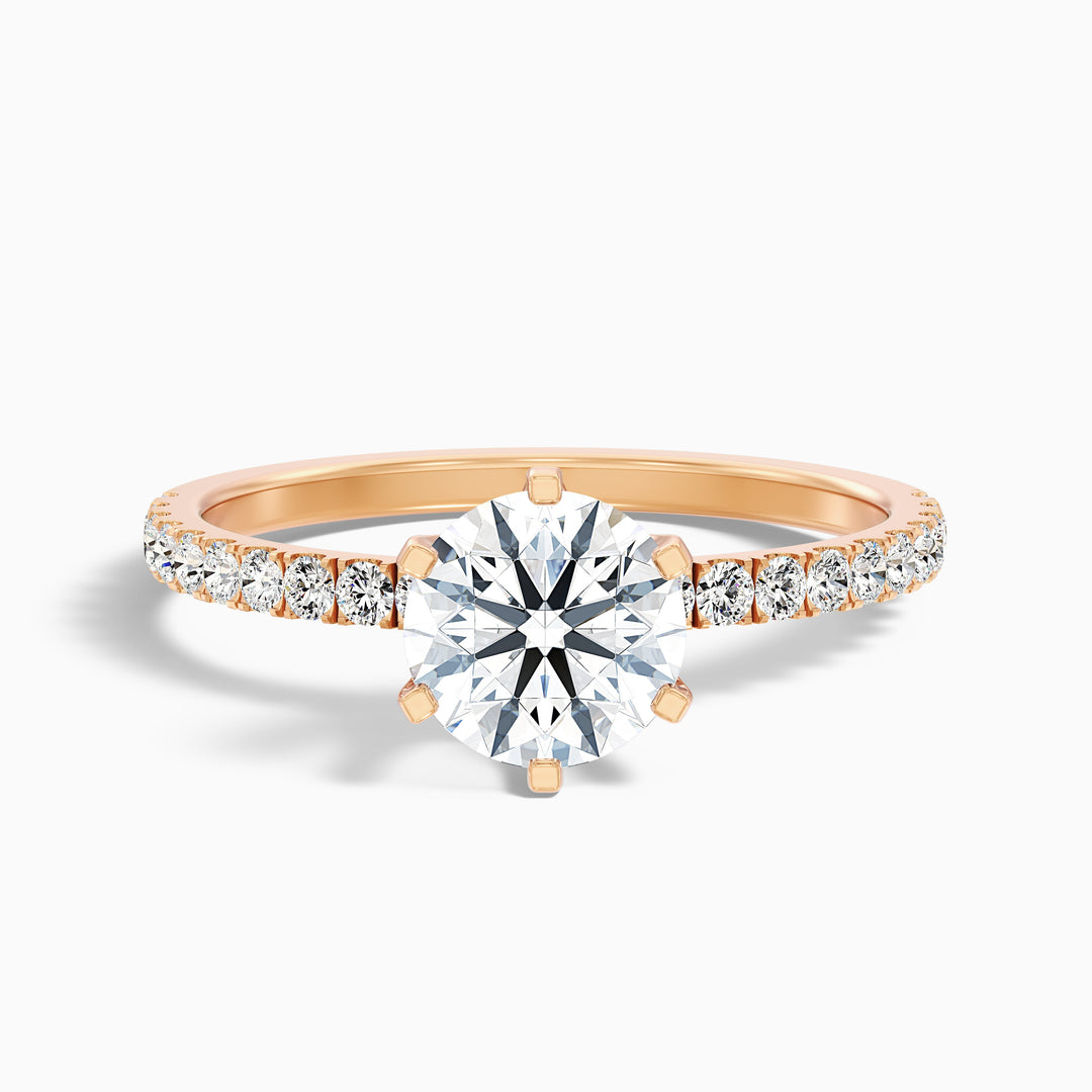 Olive 4.5 Carat Round Side Stone Pave Lab Grown Diamond Ring in Platinum - Front View