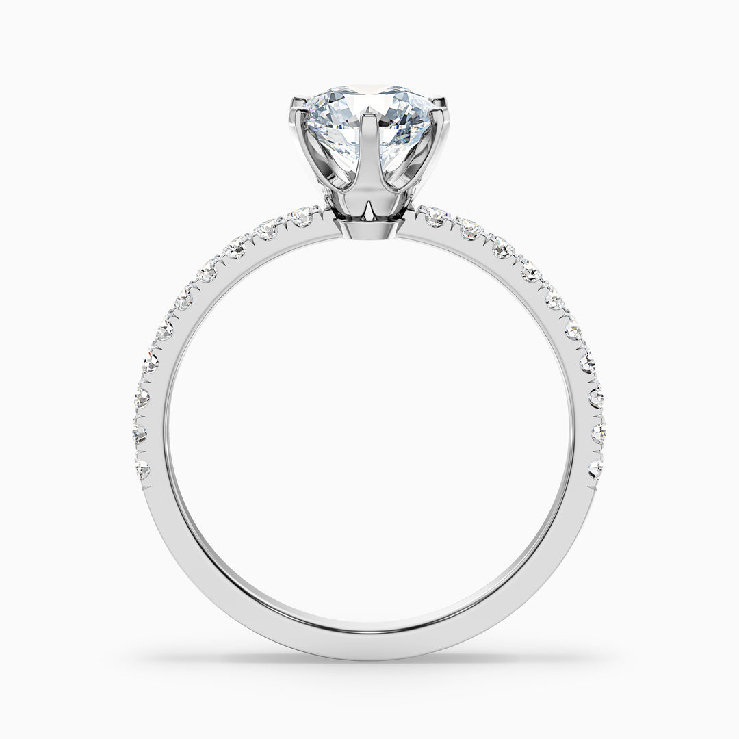 Lyra 5.5 Carat Round Side Stone Pave Moissanite Engagement Ring - Side View