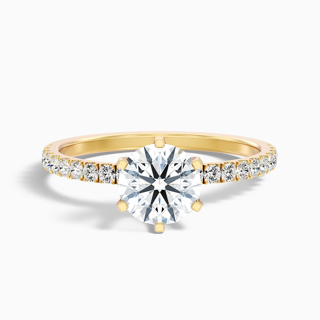 Olive 2.5 Carat Round Side Stone Pave Lab Grown Diamond Ring in Platinum - Front View