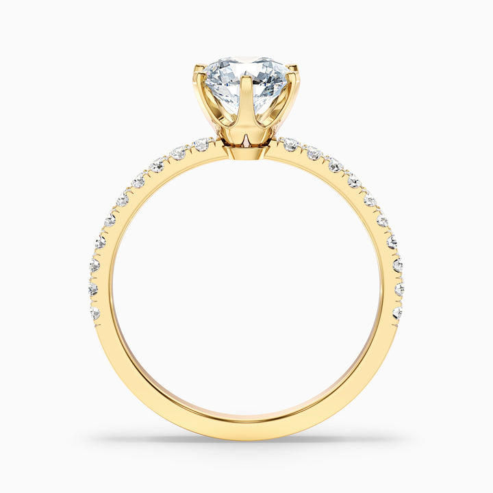 Olive 4 Carat Round Side Stone Pave Lab Grown Diamond Ring in Platinum - Side View