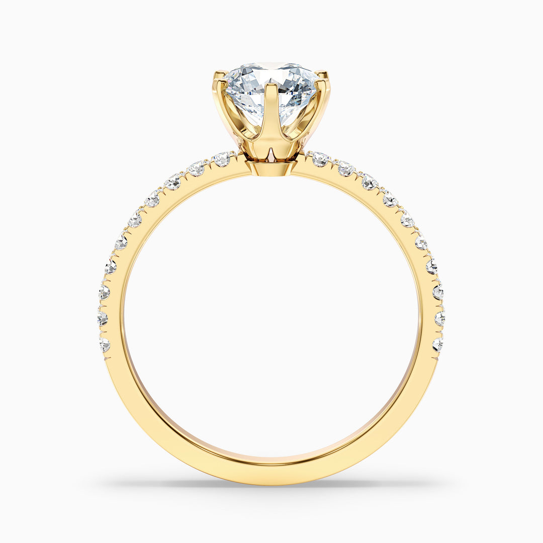 Olive 2.5 Carat Round Side Stone Pave Lab Grown Diamond Ring in Platinum - Side View