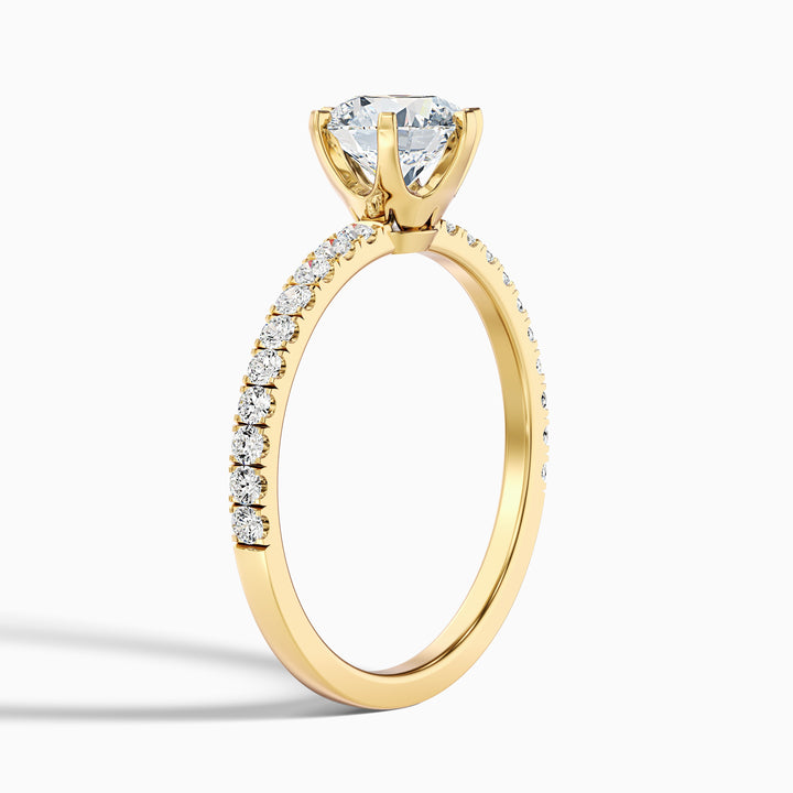 Olive 3.5 Carat Round Side Stone Pave Lab Grown Diamond Ring in Platinum - Detail View