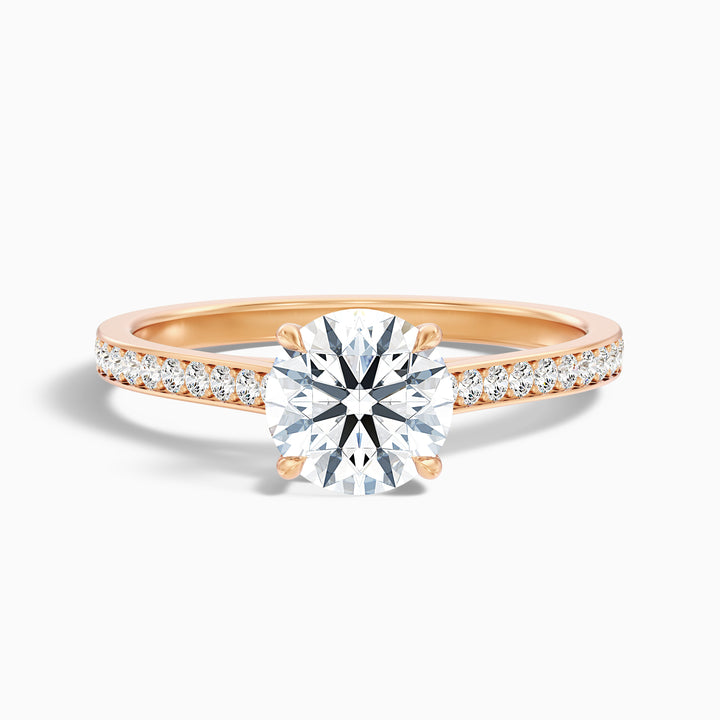 Sofia 4.5 Carat Round Side Stone Pave Lab Grown Diamond Ring in 10k Rose Gold - Front View