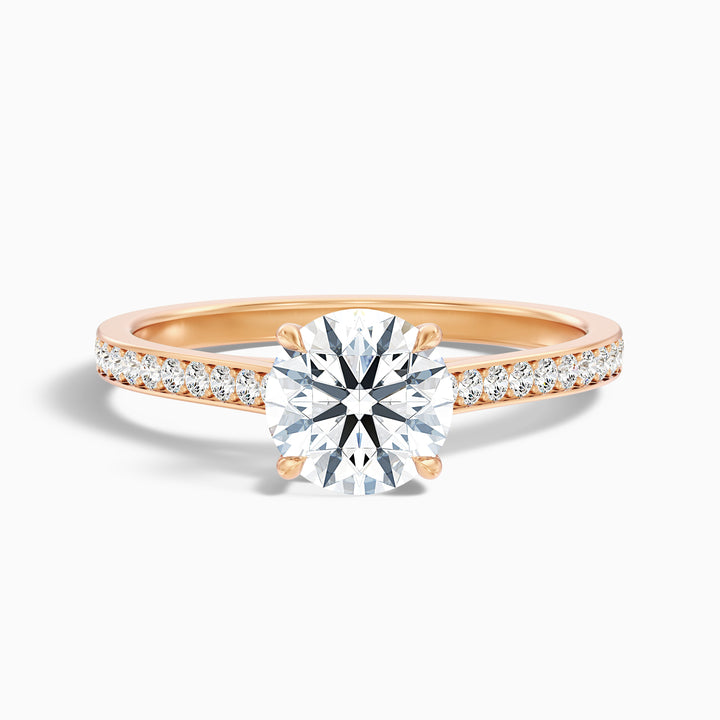 Sofia 5 Carat Round Side Stone Pave Lab Grown Diamond Ring in Platinum - Front View