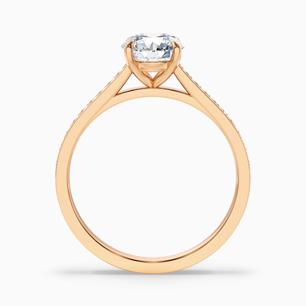 Sofia 3 Carat Round Side Stone Pave Lab Grown Diamond Ring in 18k Rose Gold - Side View