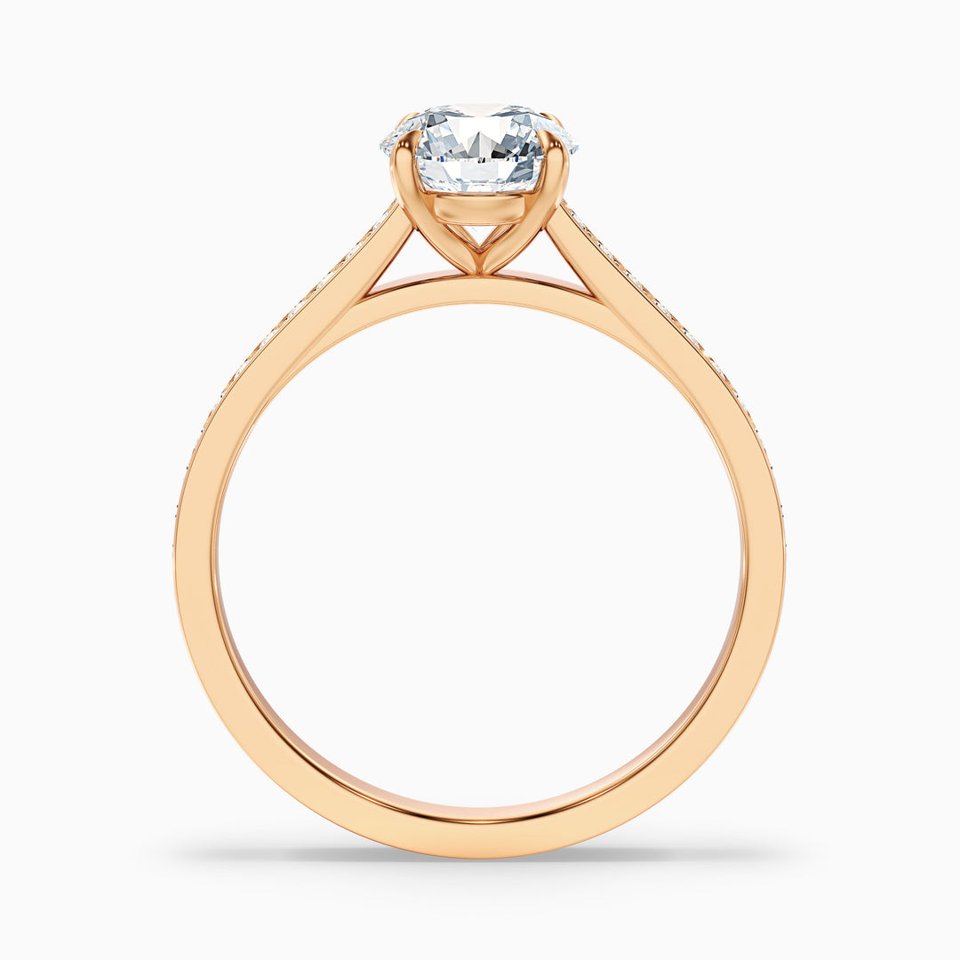 Sofia 3.5 Carat Round Side Stone Pave Lab Grown Diamond Ring in Platinum - Side View