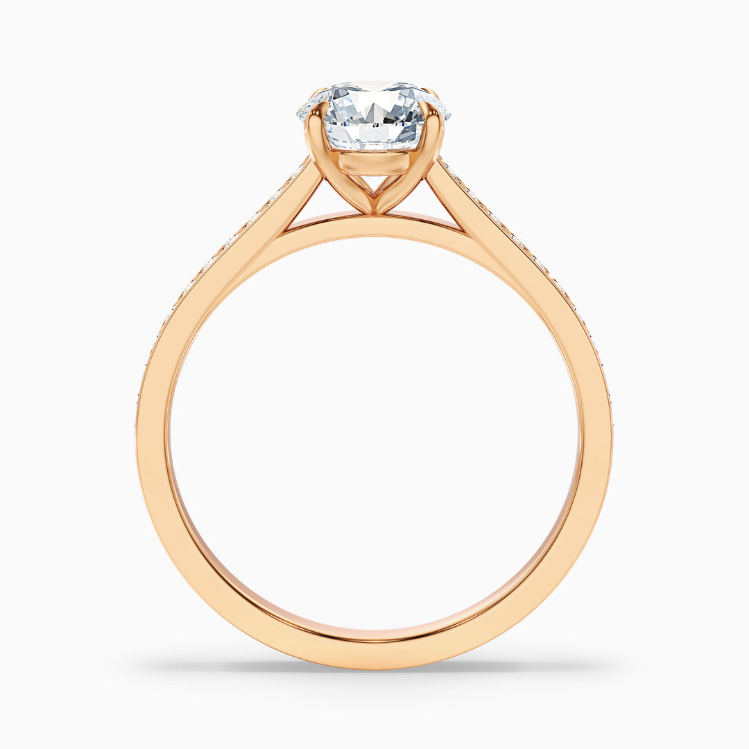 Sofia 2.5 Carat Round Side Stone Pave Lab Grown Diamond Ring in 10k Yellow Gold - Side View