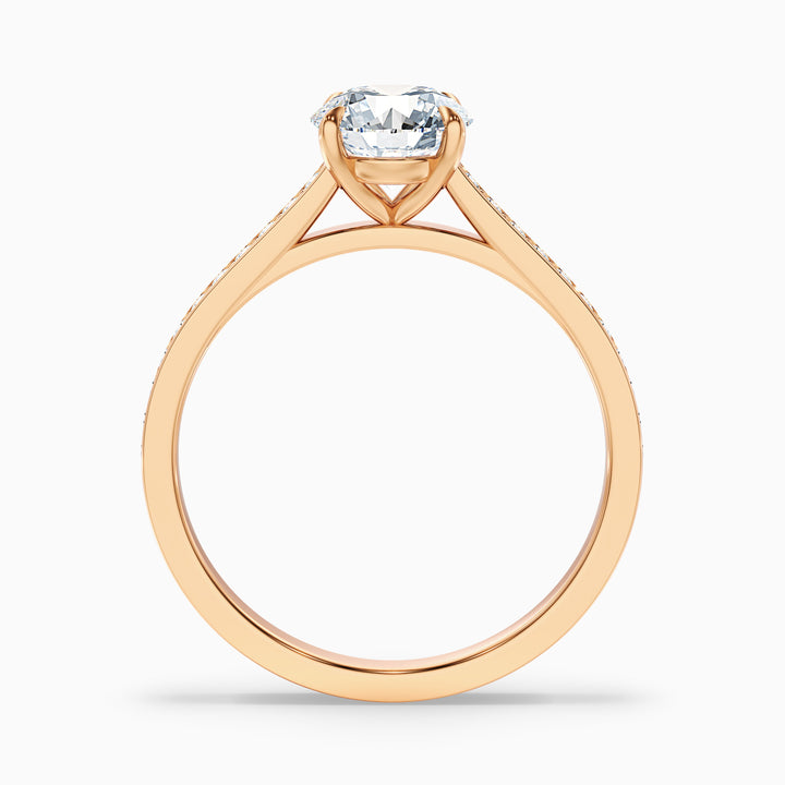 Sofia 2.5 Carat Round Side Stone Pave Lab Grown Diamond Ring in 10k Yellow Gold - Side View
