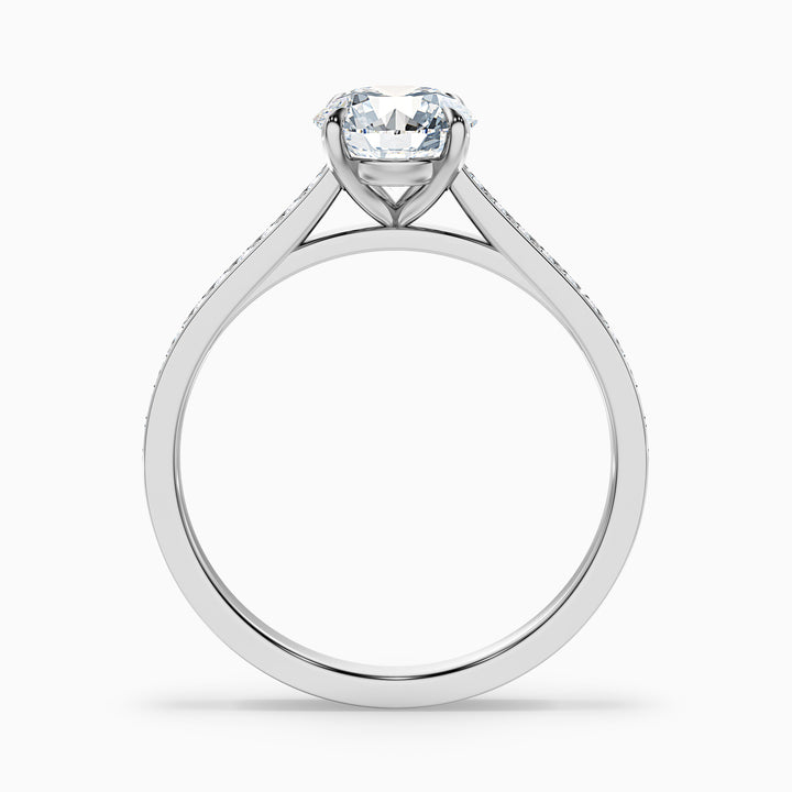 Sofia 1.5 Carat Round Side Stone Pave Lab Grown Diamond Ring in 14k White Gold - Side View